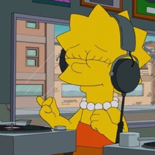 the simpsons is wearing headphones and listening to music