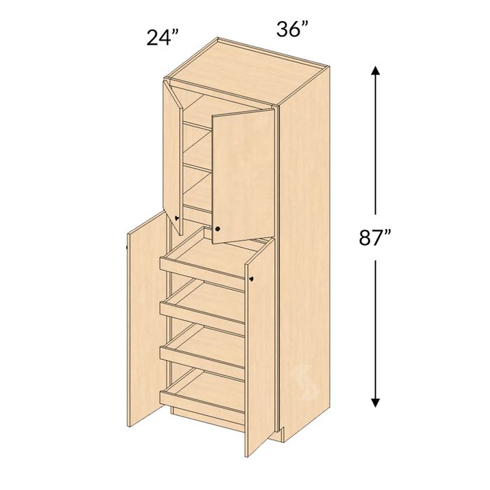 the measurements for an armoire cabinet with drawers and shelves on each side is shown