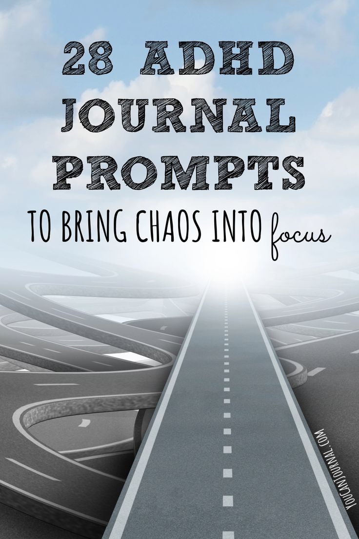 a road with the words 28 adhdd journal prompts to bring chaos into focus