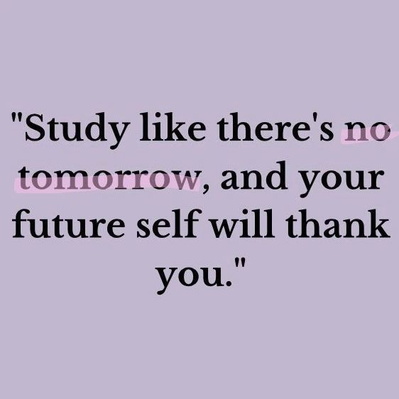 a quote that says study like there's no tomorrow and your future self will thank you