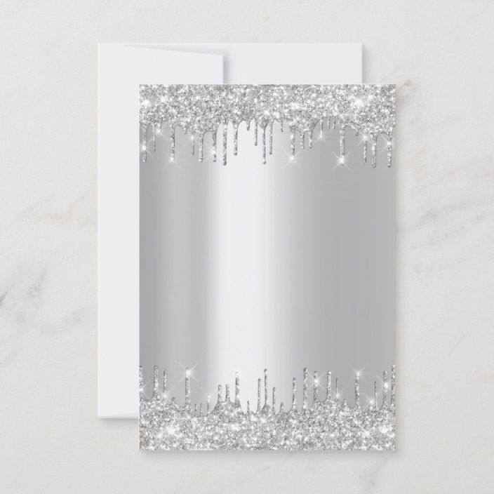 silver sequins and diamonds wedding card