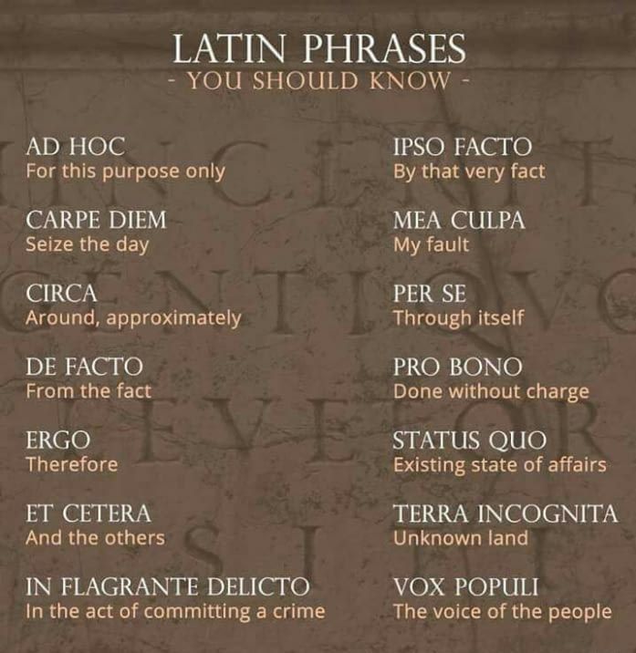 latin phrases you should know to learn in english and spanish, with pictures on them