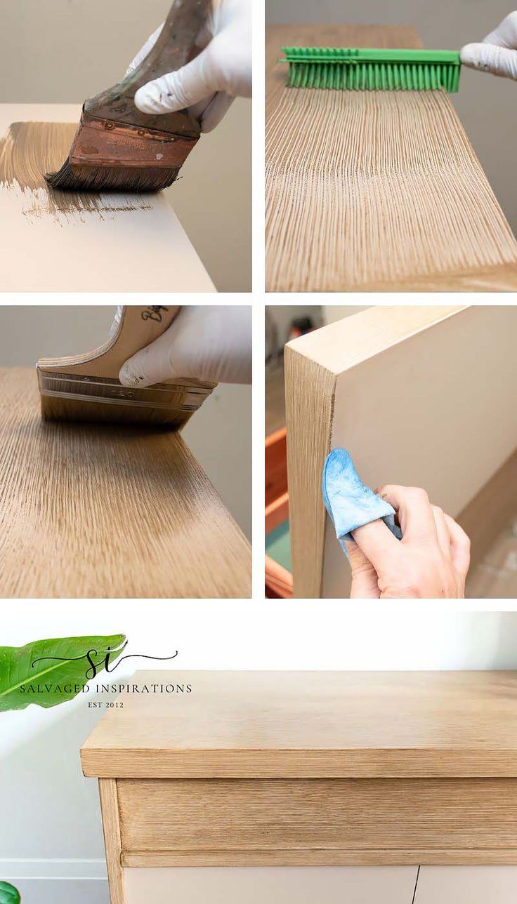 the process of painting a wooden dresser is shown