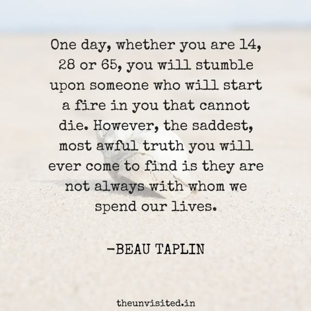 a quote from beau taplin on the beach