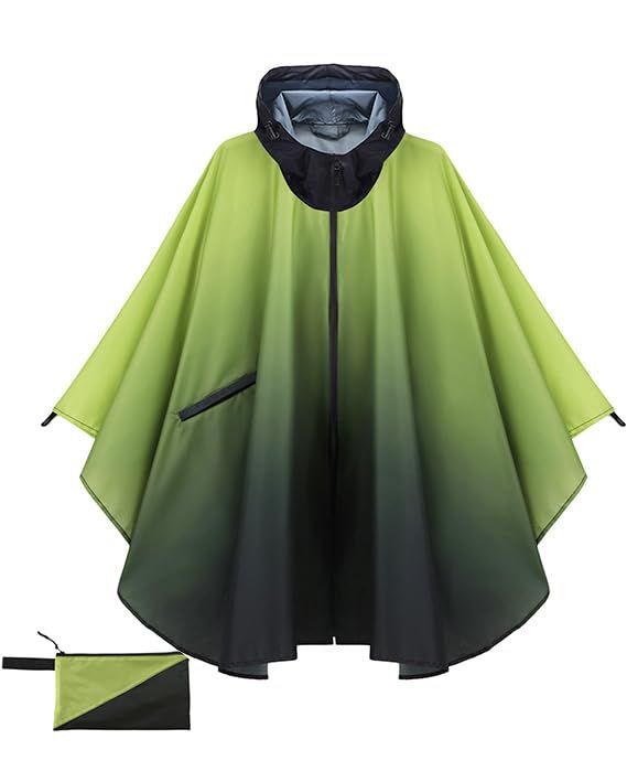 PRICES MAY VARY. PREMIUM WATERPROOF MATERIAL - 100% Polyester. Strong waterproof backing with heat-sealed seams, Waterproof, quick-drying, touched soft, comfortable, windproof. ONE SIZE DESIGN - This rain poncho is featured with a wide brim hat hooded with drawstrings, keeping your whole body dry in the rain. The zipper closure in the front and 4 snap buttons on each sleeve with an elastic strap are convenient and secure. Its front pocket is quite roomy to store your small objects and keep them Poncho Jacket, Real Fashion, Raincoat Jacket, Rain Poncho, Small Objects, Wide Brimmed Hats, Brim Hat, Rain Wear, In The Rain