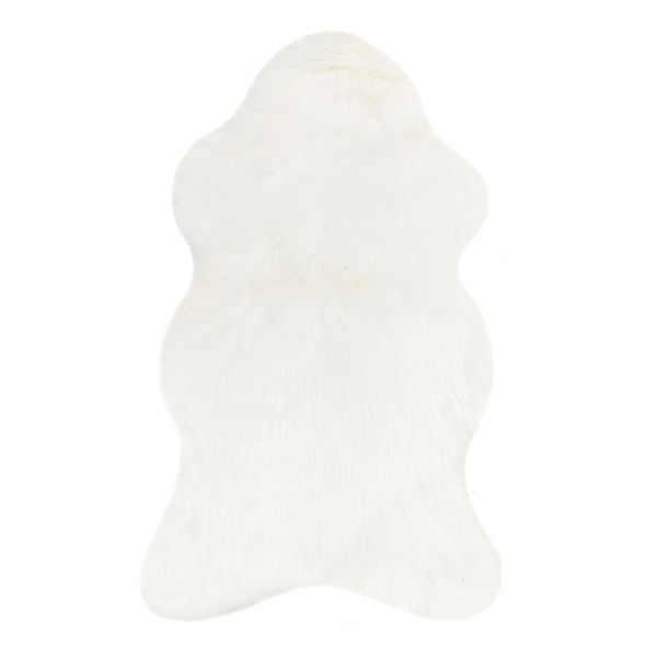 a white sheepskin rug on a white background