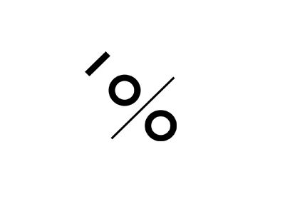 an icon with the word 100 % written in black and white on a white background