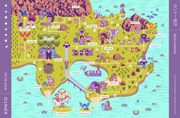 an illustrated map with many different things on it