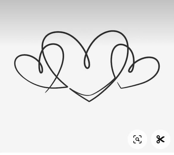 two hearts are drawn on a white background