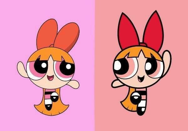 the powerpuff girls cartoon character wallpapers are shown in two different colors