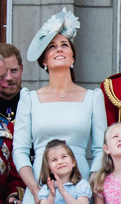 the duke and princess of cambridge with their children at troop's annual parade in london