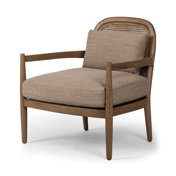 the arm chair is made out of wood and fabric