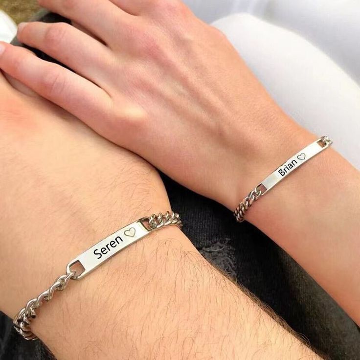 Personalized Couples Bracelet,Gold Stainless Steel Bracelet,Coordinates Bracelet,Name Bar Bracelet,Anniversary Gift,Mens Bracelet,Matching Bracelet ☞ PRODUCT * DETAILS 1. Material: Stainless Steel (made of environmentally friendly materials, will not be allergic to skin) 2.Finish: 925 Sterling Silver/18K Gold/18K Rose Gold 3. Packaging: separate boutique gift box 4.Personalized:Name ☞ PRODUCTION&SHIPPING * TIME  1.UK: 7-14 working days  2.Other areas: 10-15 working days ☞ HOW * TO * ORDER 1. Select an option from the drop-down menu 2. Add to cart and checkout 3. Submit your personalized request in the Buyer Notes section Couple Things Matching, Customize Bracelet, Matching Bracelets For Couples, Matching Jewelry For Couples, Birthday Gift For Husband, Custom Engraved Bracelet, Matching Couple Bracelets, Couples Bracelets, Coordinates Bracelet