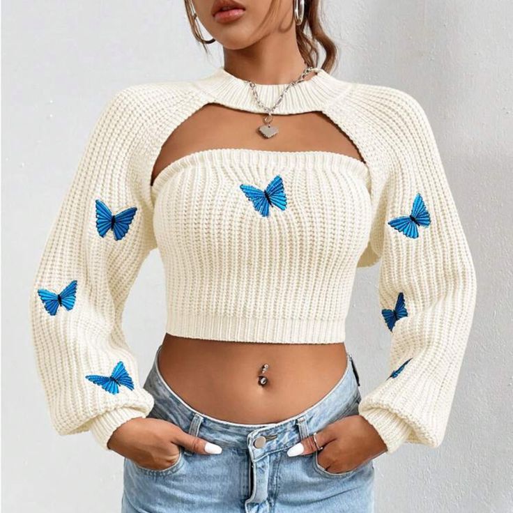 Super Cute And Stylish Ships In 5-10 Business Days Fitted White Sweater For Spring, Super Cropped Sweater, Bff Matching, Makeover Bedroom, Cute Dress Outfits, Casual Preppy Outfits, Trendy Outfits For Teens, Cute Preppy Outfits, Easy Trendy Outfits