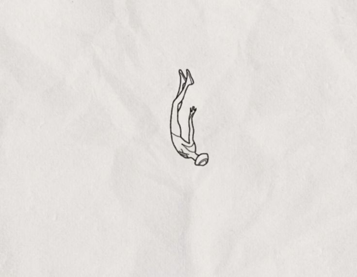 an ink drawing of a person diving into the water with their feet in the air