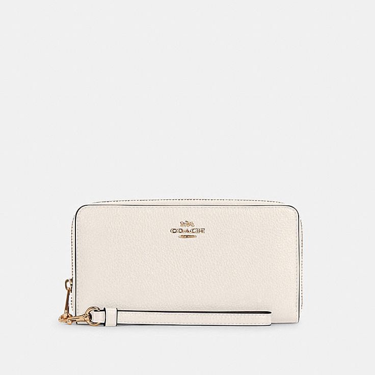 Coach Long Zip Around Wallet Refined Pebble Leather Twelve Credit Card Slots Full-Length Bill Compartments Inside Zip Coin Pocket Zip-Around Closure Detachable Wrist Strap 7 1/2" (L) X 4" (H) X 1" (W) Style No. C4451 Color Im/Chalk New In Original Packaging Mom Presents, 20th Bday, Luxury Stuff, Quinceanera Gifts, Accordion Wallet, Samsung Galaxy Phones, Card Pouch, Brown Wallet, Daisy Necklace