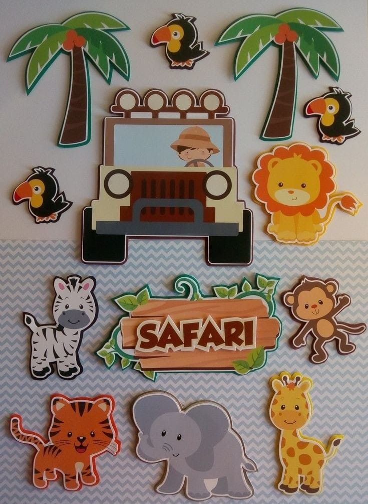 the safari stickers are all different shapes and sizes