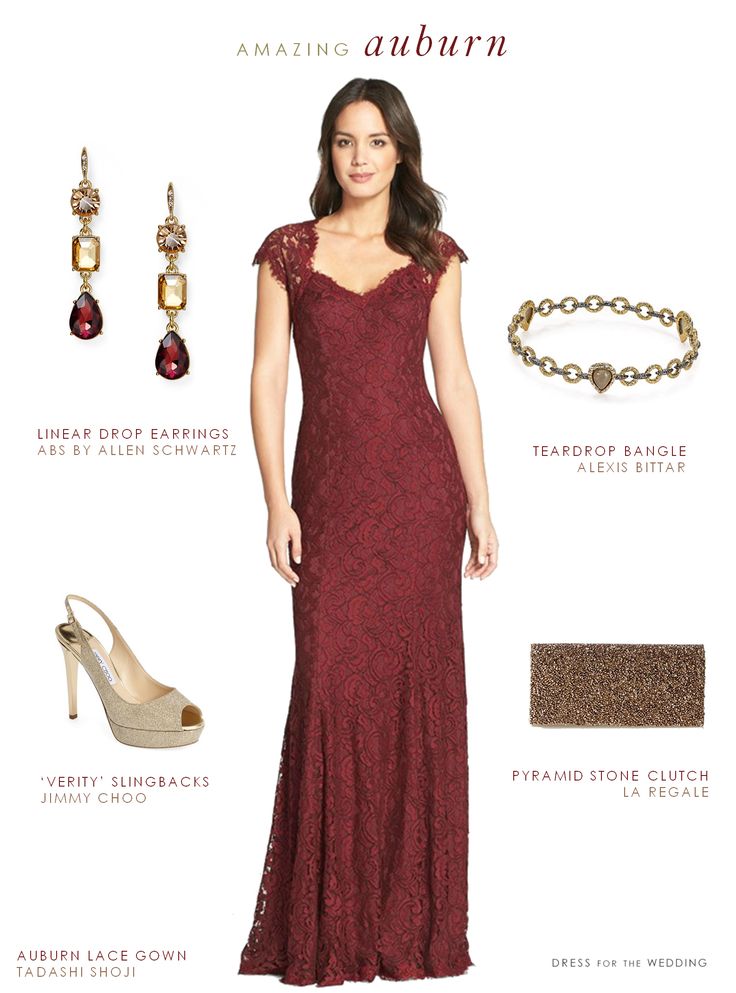 a woman in a red dress and accessories for her wedding day, with the caption's description below