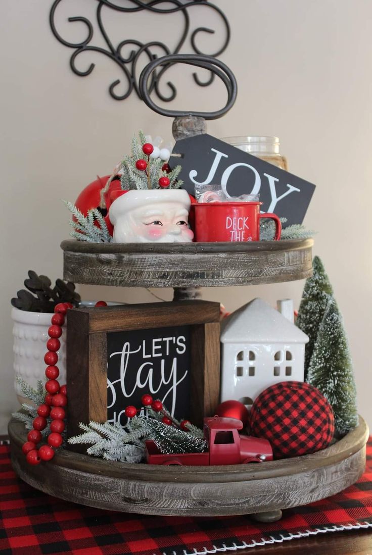 a christmas tree with ornaments and signs on it