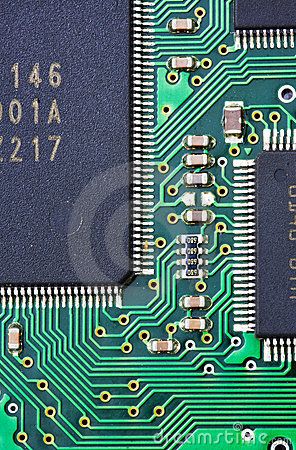 an electronic circuit board with chip numbers