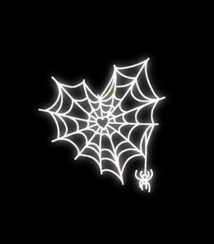 a spider web on the side of a black background with white lights in the dark