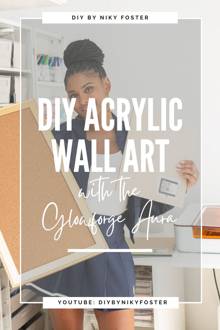 a woman holding a cardboard box with the words diy acrylic wall art