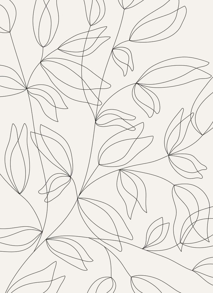 a black and white drawing of leaves