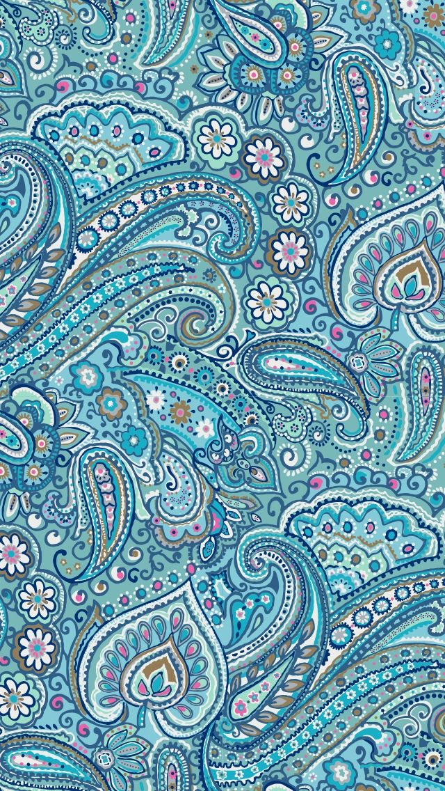 an abstract blue and green paisley print fabric