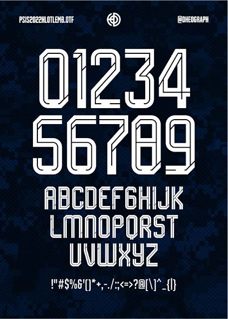 the font and numbers are all in white on a black background with blue camouflage print