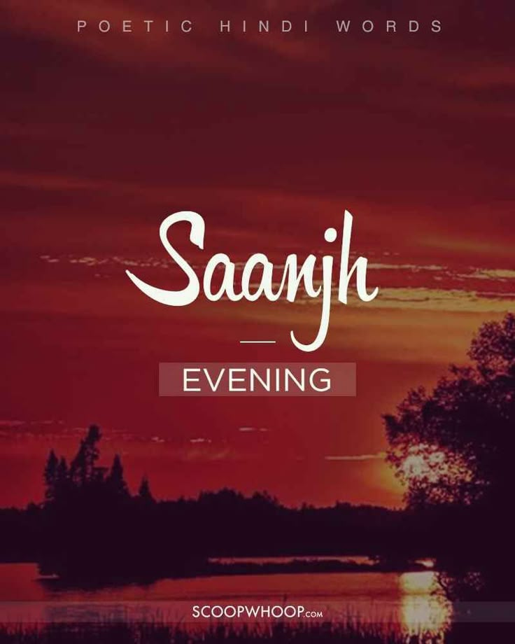 the words saani evening are in front of an orange sky with trees and water