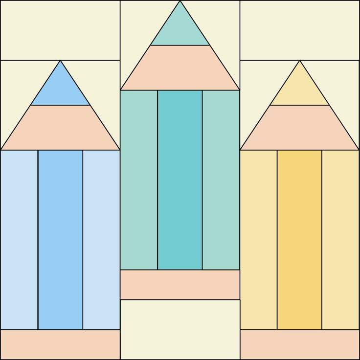 an image of a quilt pattern with different colored pencils on the top and bottom