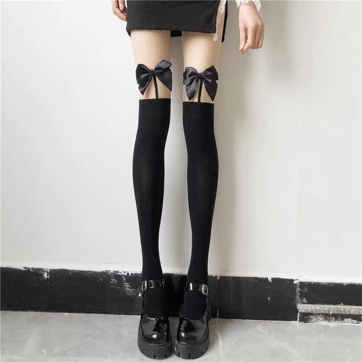 Cute Bowknot Socks Ribbon Applique, Anime Socks, Kawaii Socks, Over The Knee Socks, Knee Socks, Socks For Sale, Clothing Ideas, Over The Knee, Outfits Ideas