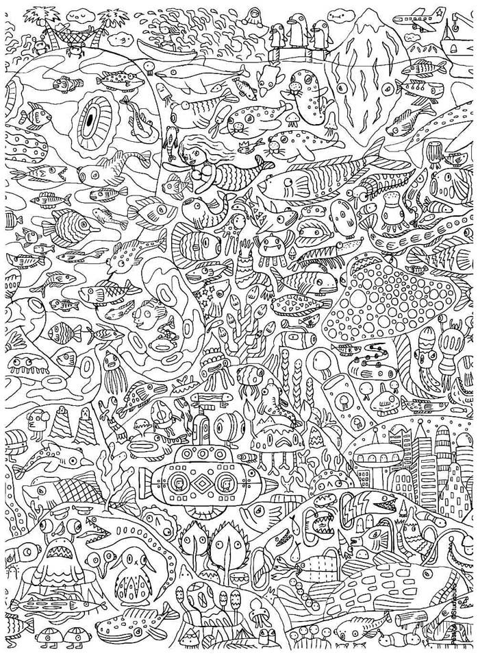 an adult coloring book with lots of doodles on it