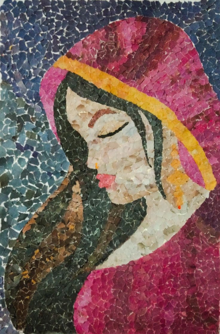 an artistic mosaic with a woman's face on it