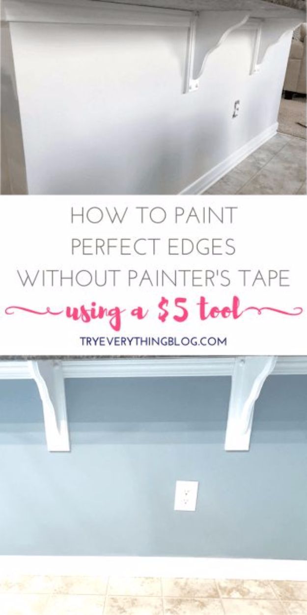 a white counter top with the words how to paint perfect edges without painters tape using a $ 5 tool