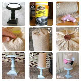 the steps to make a diy burlockd toilet paper roll candle holder