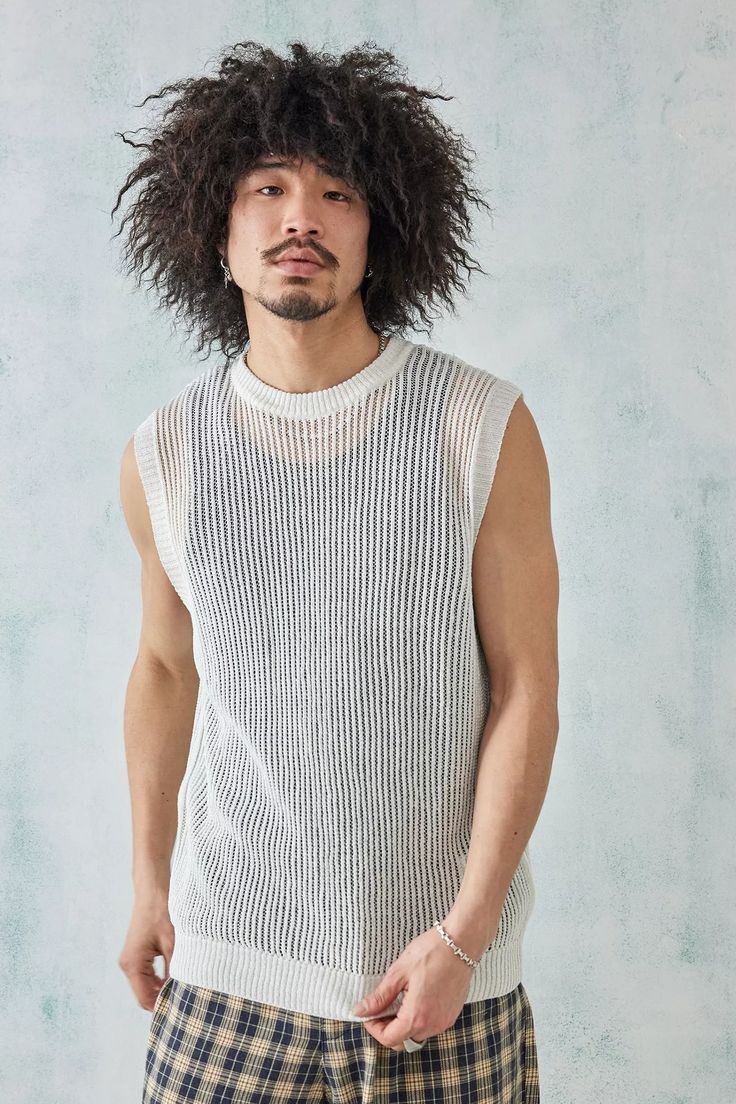 Layer up in a mesh tank top by BDG, complete with a fishnet style knit with a sheer design. Classic sleeveless tank Ft. a crew neck and ribbed trims. Only at Urban Outfitters. Dystopian Outfits, Fishnet Style, Mesh Tank Top, Base Layer, Sleeveless Tank, Latest Fashion, Urban Outfitters, Tank Top, Mesh