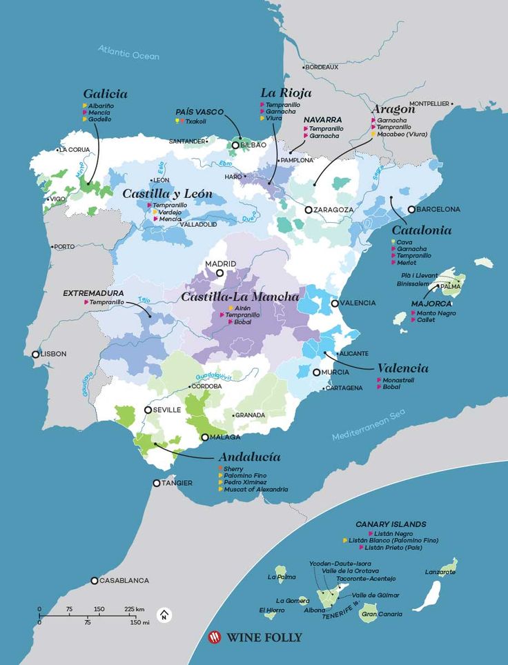 a map of the major wine regions in spain