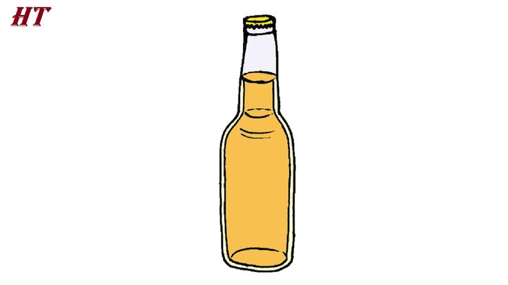 a drawing of a beer bottle on a white background