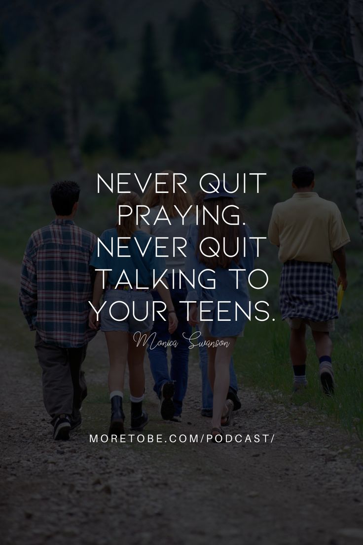 three people walking down a dirt road with the words never quitt praying never quitt talking