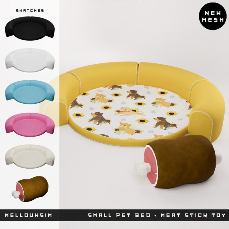 the round bed has been made to look like it is in different colors