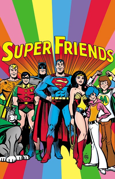 an old comic book with supermans and other dc characters in front of the title