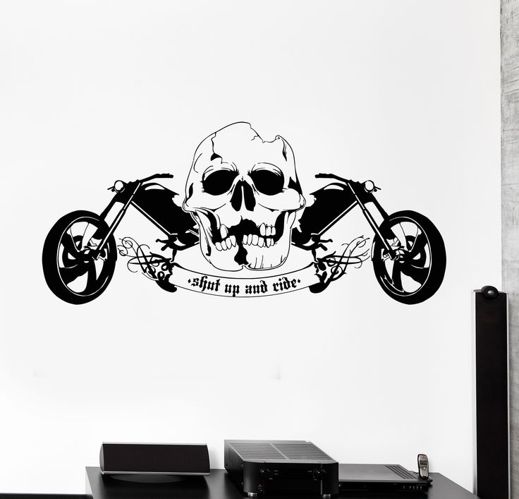 a wall decal with a skull riding a motorcycle