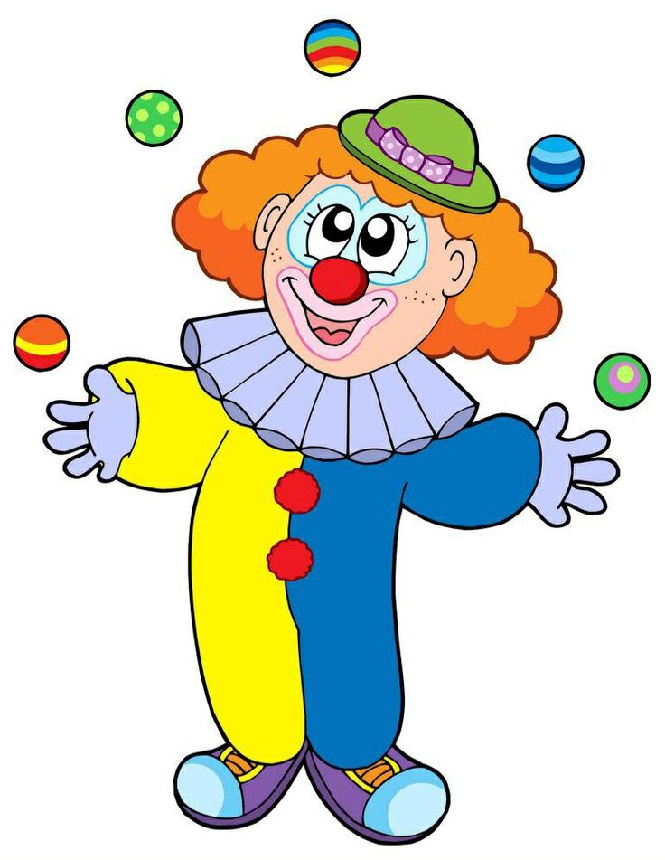 a cartoon clown juggling balls in the air