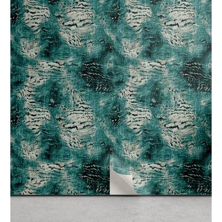 a green and white wallpaper with an abstract design on the bottom half of it