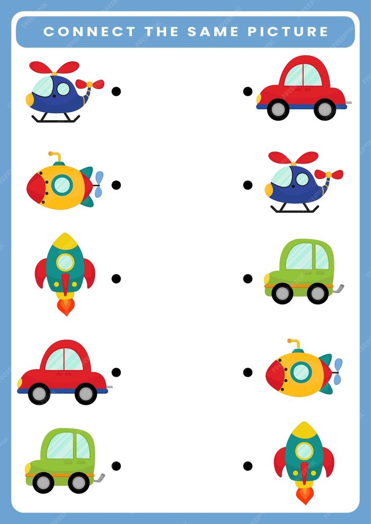 a game with cars and planes for children to learn how to find the correct one