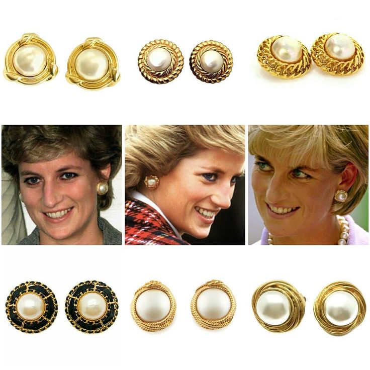 several pictures of different styles of earrings and hair accessories, including the princess's earring