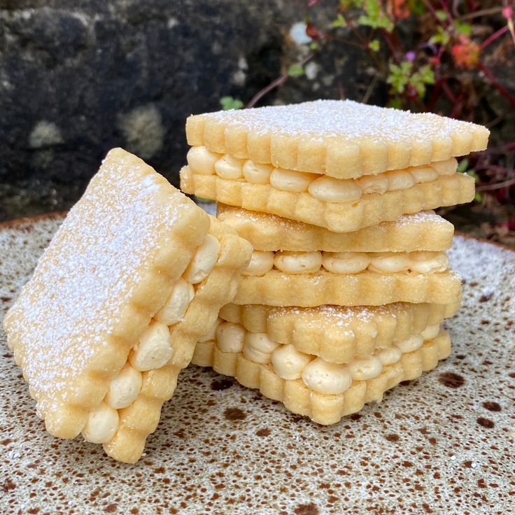 a stack of shortbreads sitting on top of a plate