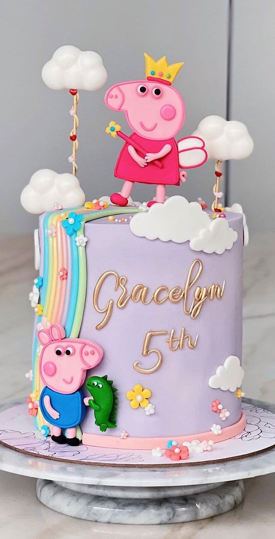 a birthday cake with pep the pig on top