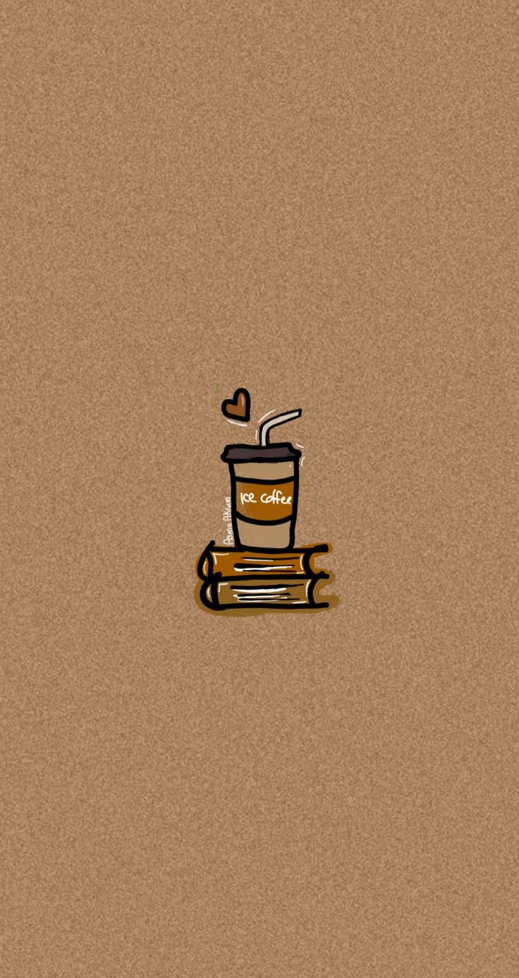 a cup of coffee sitting on top of two stacks of books with hearts above it